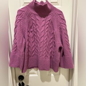 Banana Republic Purple Cable Knit Turtleneck Sweater